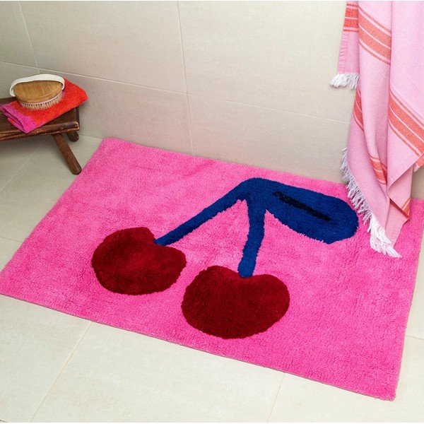 Rožinės spalvos iš tekstilės vonios kilimėlis 83x52,5 cm Cherry – Rex London-image-1