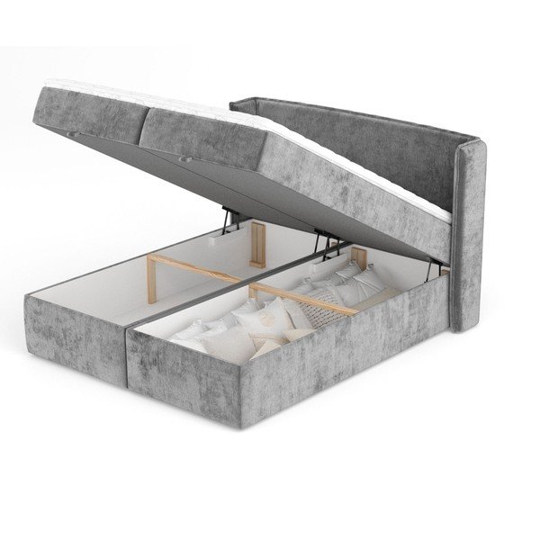 Spyruoklinė lova pilkos spalvos su sandėliavimo vieta 160x200 cm Passion – Maison de Rêve-image-3