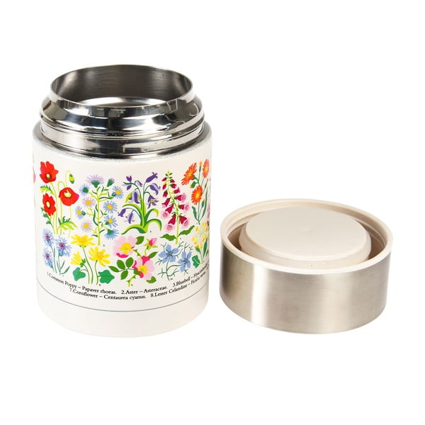Kreminės spalvos/sidabrinės spalvos maistui/vaikams termosas 450 ml Wild Flowers – Rex London-image-1