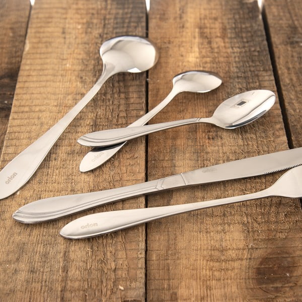 Sidabrinės spalvos stalo įrankiai iš nerūdijančio plieno 24 vnt. Satin – Orion-image-1