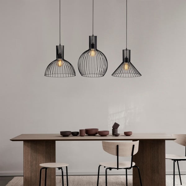 Juodos spalvos kabantis šviestuvas su metaliniu gaubtu Fellini – Opviq lights-image-1