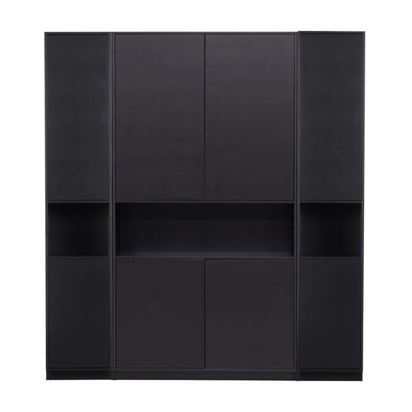 Iš pušies masyvo modulinė knygų spinta juodos spalvos 190x210 cm Finca – WOOOD