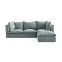 Mėlynos spalvos kampinė sofa (su dešiniuoju kampu/su gultu) Manao – Makamii