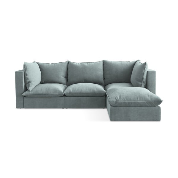 Mėlynos spalvos kampinė sofa (su dešiniuoju kampu/su gultu) Manao – Makamii