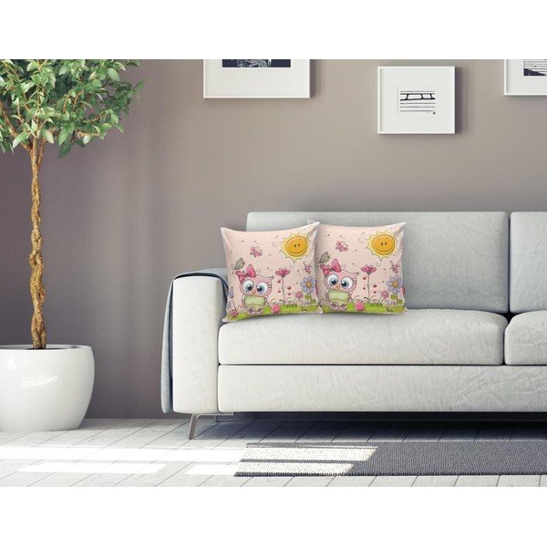 Vaikiškas pagalvės užvalkalas 43x43 cm Pink Owl – Mila Home-image-1