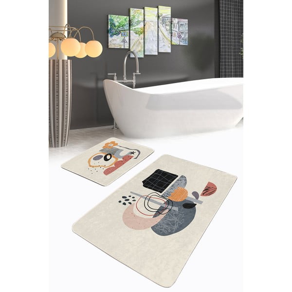 Iš velveto vonios kilimėliai smėlio spalvos 2 vnt. 60x100 cm – Mila Home-image-4