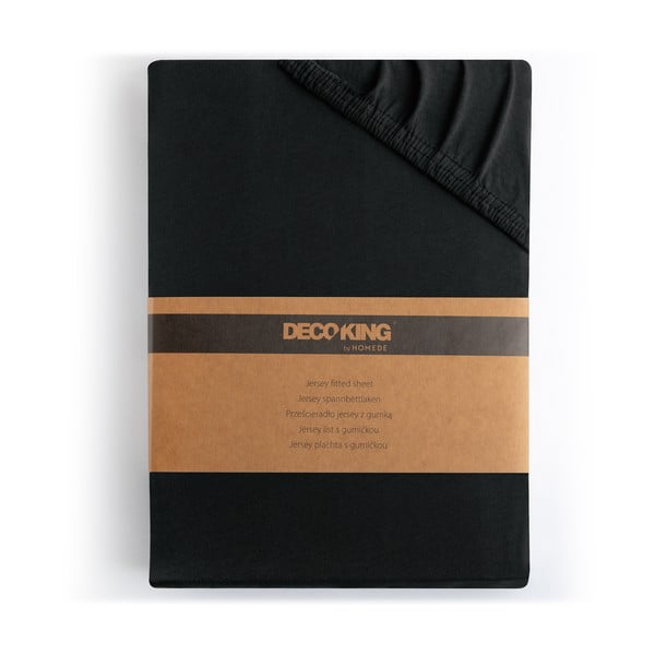 Juodos spalvos iš Jersey audinio paklodė su guma 180x200 cm Amber – Restilo-image-4