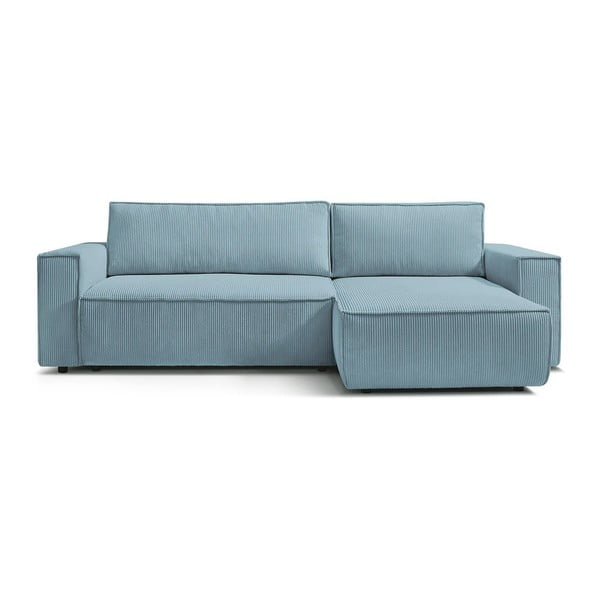 Mėtų spalvos iš kordinio velveto sulankstoma/su sandėliavimo vieta kampinė sofa Nihad – Bobochic Paris-image-3