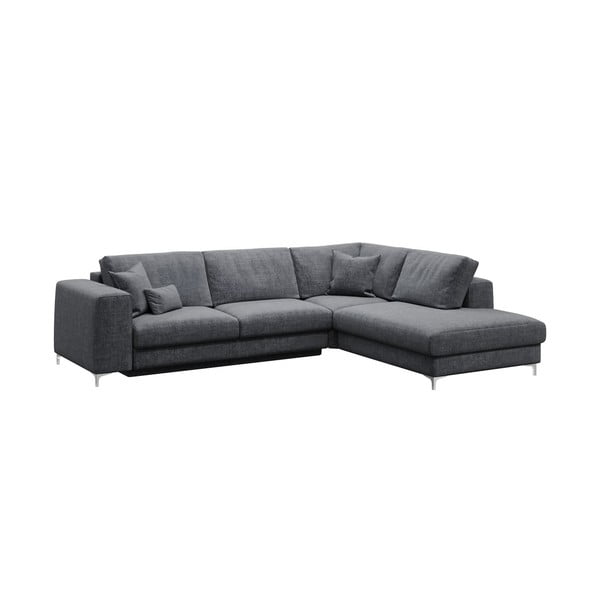 Tamsiai pilka kampinė sofa-lova Devichy Rothe, dešinysis kampas-image-2