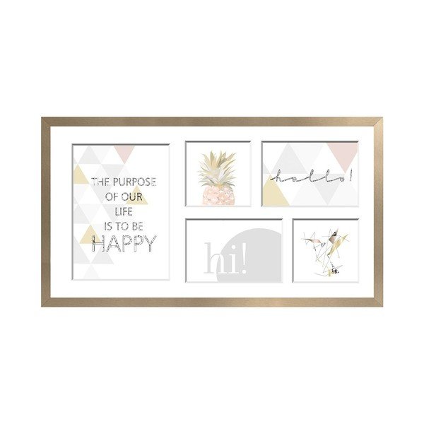 Aukso spalvos rėmelis 5 nuotraukoms Styler Sanremo, 51 x 27 cm