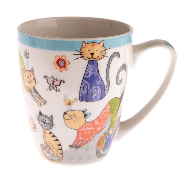 Spalvotas porcelianinis puodelis su katėmis Dakls Cats, 390 ml