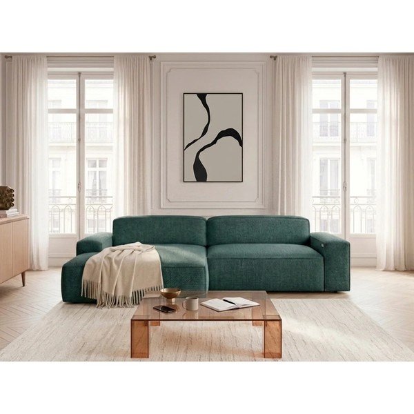 Žalios spalvos sulankstoma/ar elektrisko sēdekļa regulēšanu kampinė sofa (su kairiuoju kampu) Abel – Bobochic Paris-image-4