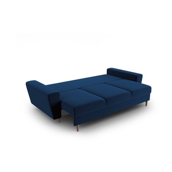 Mėlynos spalvos iš velveto sulankstoma/su sandėliavimo vieta sofa 235 cm Kyoto – Cosmopolitan Design-image-2