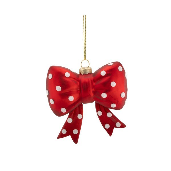 Iš stiklo eglutės papuošimas 3,5 cm Spotty Bow – Sass & Belle
