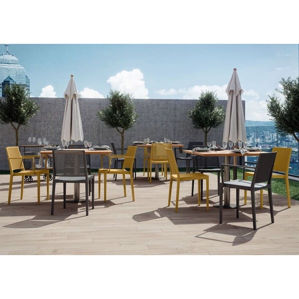 Plastikinė sodo kėdė geltonos spalvos Grid – Rojaplast-image-3