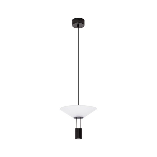 Matinės juodos spalvos iš aliuminio kabantis šviestuvas LED ø 22 cm su gaubtu iš akrilo stiklo Anafi – Nova Luce