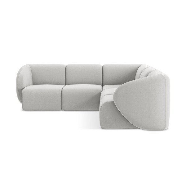 Šviesiai pilkos spalvos kampinė sofa iš velveto Lani – Makamii-image-2