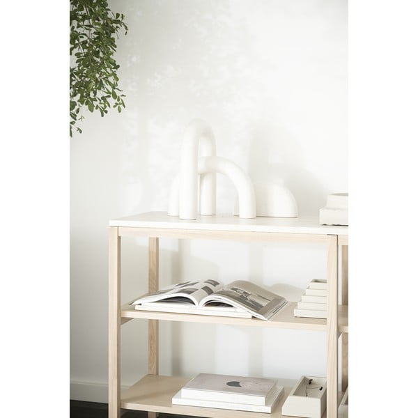 Baltas konsolinis stalas su akmeniniu stalviršiu 140x40 cm Orwel - Rowico-image-4