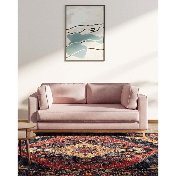 Sofa šviesiai rožinės spalvos iš velveto 192 cm Celerio – Ame Yens-image-3