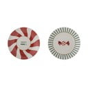 Raudonos spalvos/kreminės spalvos desertinės iš akmens masės lėkštės 2 vnt. su Kalėdų motyvu ø 12,5 cm Yule – Bloomingville