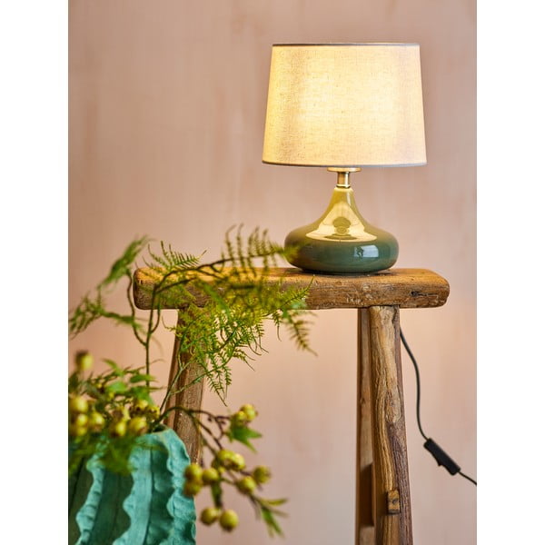 Stalinis šviestuvas tamsiai žalios spalvos (aukštis 28 cm) su tekstiliniu gaubtu Loa – Bloomingville-image-2