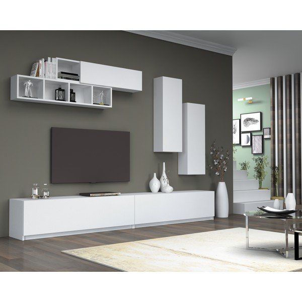 Baltas TV staliukas 140x40 cm Dona - Gauge Concept-image-2