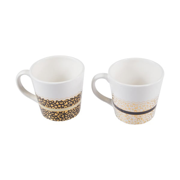Puodeliai baltos spalvos/auksinės spalvos iš akmens masės 2 vnt. 300 ml London – Premier Housewares-image-3