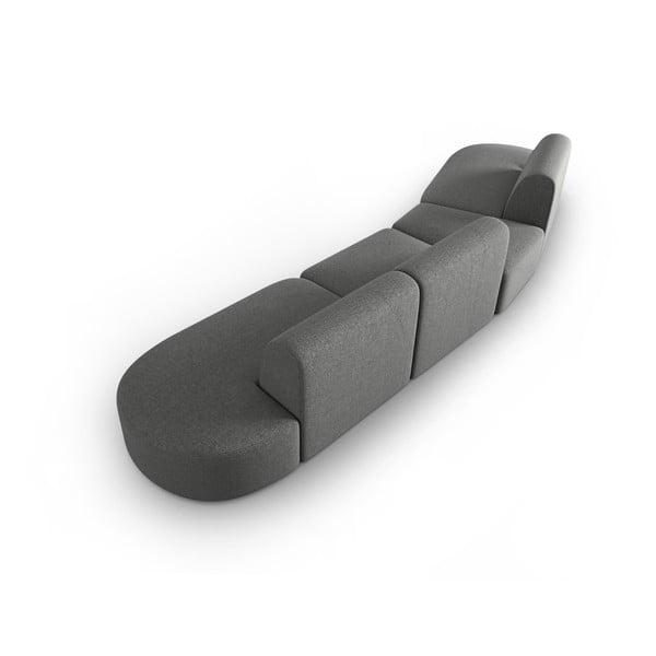 Pilkos spalvos iš šenilinio audinio sofa su kairiuoju kampu 428 cm Paolo – Milo Casa-image-3