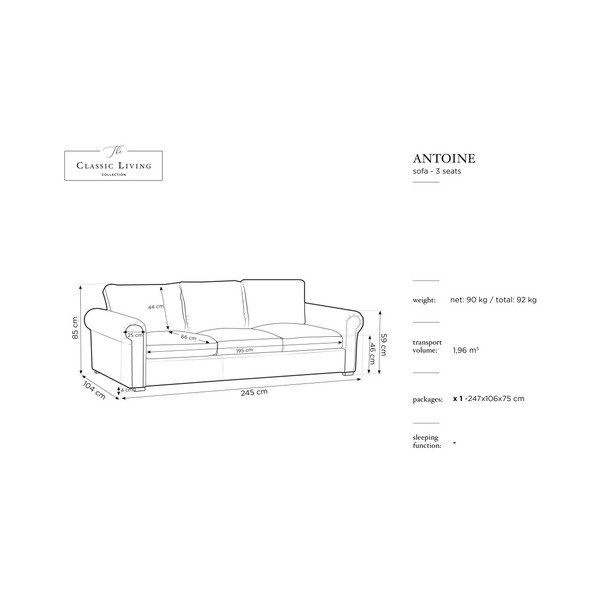Juoda sofa "Windsor & Co Sofas Hermes", 245 cm-image-1