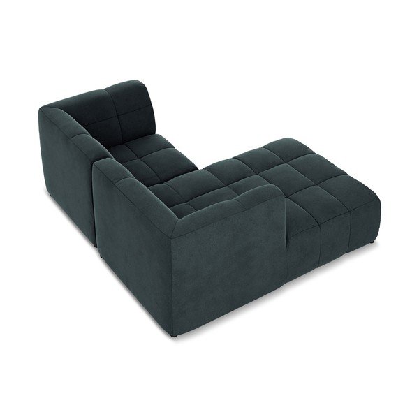 Mėlynos spalvos kampinė sofa iš velveto (su kairiuoju kampu/su gultu) Aloha – Makamii-image-4