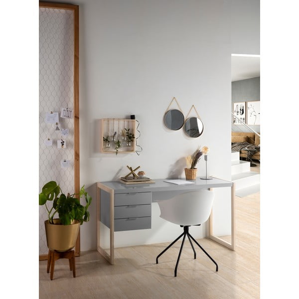 Pilkas rašomasis stalas su pušies medienos kojomis Marckeric Frank-image-1