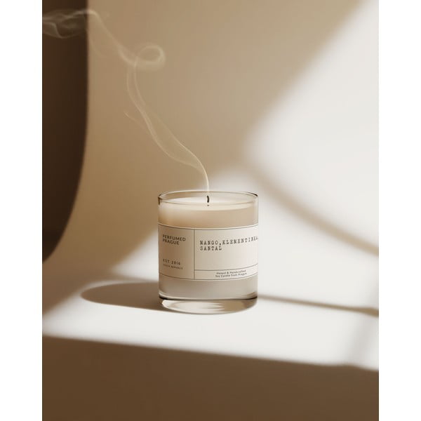 Aromatinė žvakė iš sojų vaško degimo laikas 40 h #67 Mango, Clementine, Sandalwood – Perfumed Prague-image-2