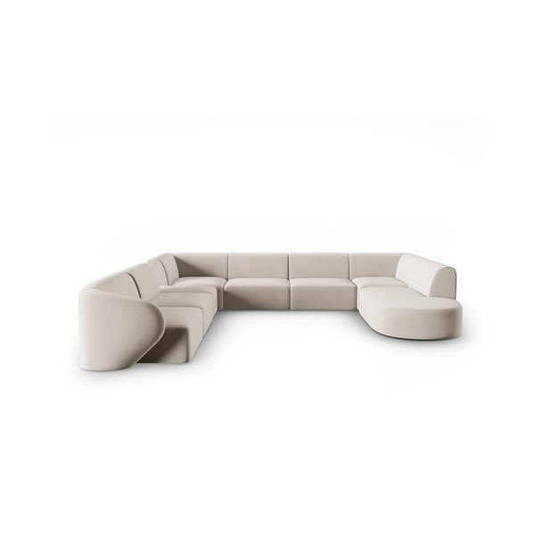 Smėlio spalvos iš velveto kampinė sofa (su kairiuoju kampu/„U“ formos) Paolo – Milo Casa