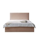Rausva minkšta dvigulė lova su daiktadėže ir grotelėmis 160x200 cm Adele - Bobochic Paris