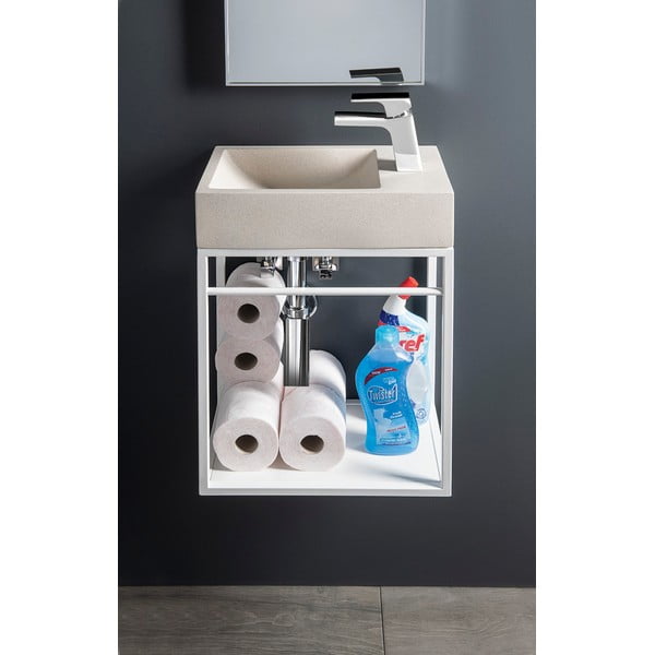 Iš betono maža kriauklė šviesiai pilkos spalvos 40x22 cm Crest – Sapho-image-1