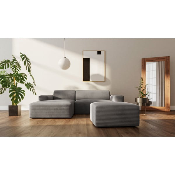 Pufas pilkos spalvos iš kordinio velveto Fluvio – MESONICA-image-1