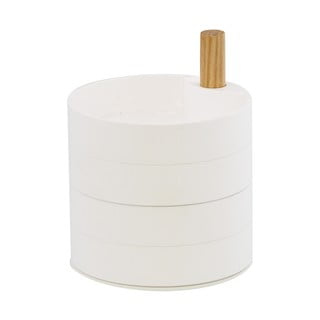 Balta papuošalų dėžutė su buko medienos detalėmis YAMAZAKI Tosca