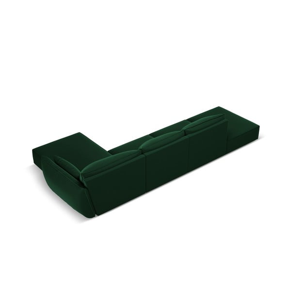Tamsiai žalios spalvos iš velveto kampinė sofa (su dešiniuoju kampu/su gultu) Vanda – Mazzini Sofas-image-3