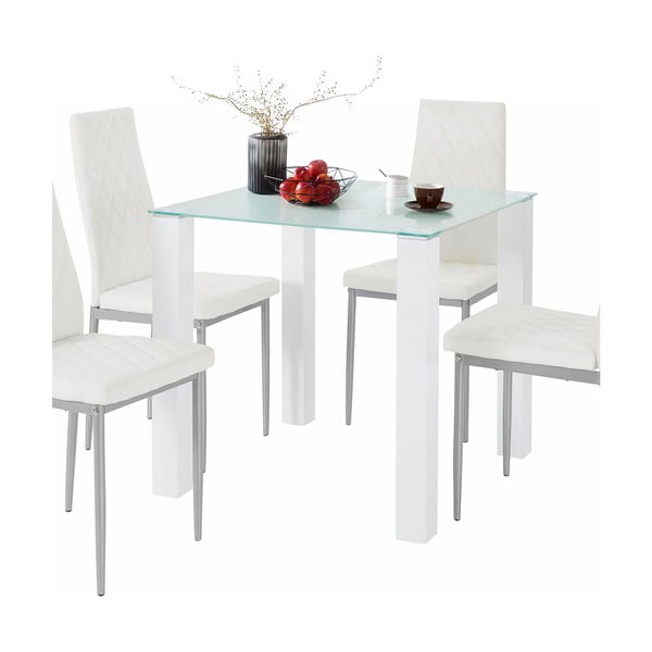 Stalo ir 4 baltų kėdžių rinkinys Støraa Nara-image-1