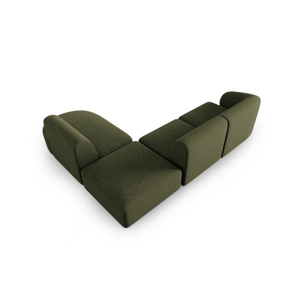 Žalios spalvos iš šenilinio audinio kampinė sofa (su dešiniuoju kampu/„L“ formos) Paolo – Milo Casa-image-3