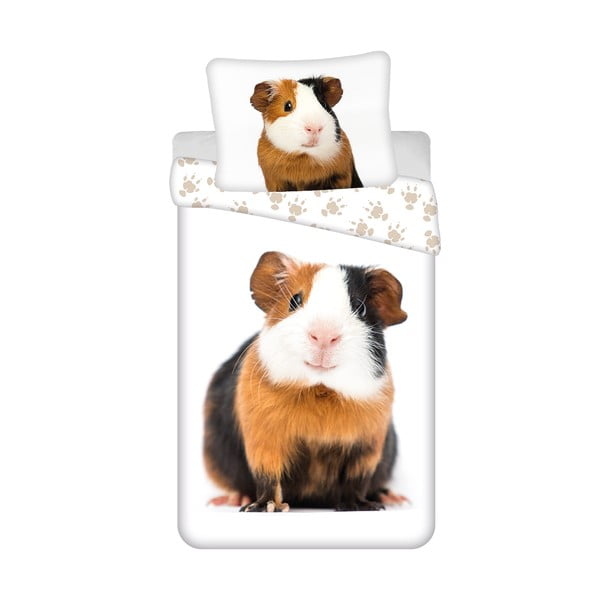 Baltos spalvos iš medvilnės viengulė vaikiška patalynė 140x200 cm Guinea Pig – Jerry Fabrics