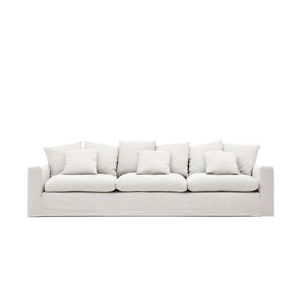 Baltos spalvos iš lino sofa 340 cm Nora – Kave Home