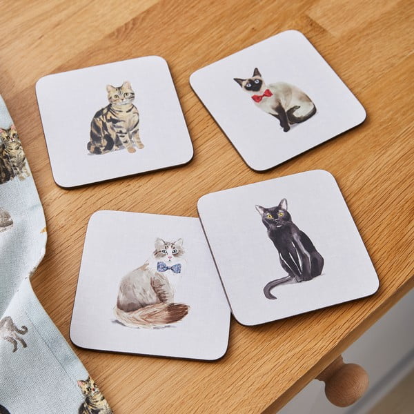 4 mėlynų padėkliukų rinkinys Cooksmart ® Curious Cats-image-1