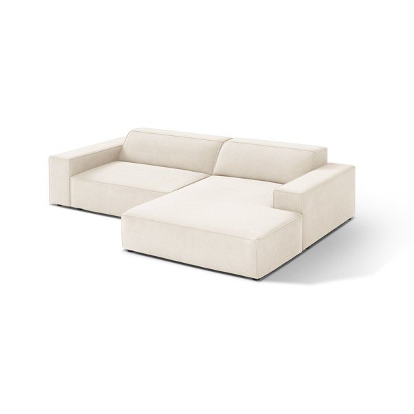 Kreminės spalvos modulinė kampinė sofa iš velveto (su dešiniuoju kampu/su gultu) Jodie – Micadoni 