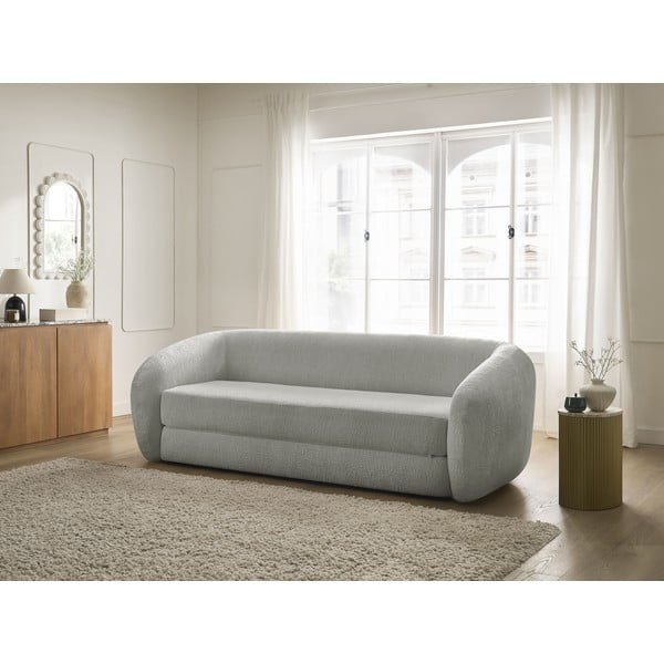 Šviesiai pilkos spalvos iš šenilinio audinio sulankstoma sofa 228 cm Neyo – Bobochic Paris-image-1