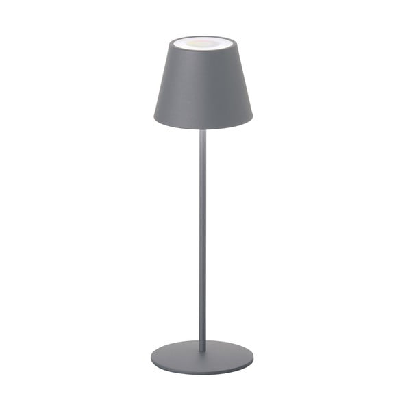 Pilkos spalvos šviesos diodų reguliuojamo apšvietimo stalinė lempa su judesio jutikliu ir metaliniu gaubtu (aukštis 38 cm) Consenza - Fischer & Honsel