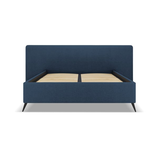 Dvigulė lova tamsiai mėlynos spalvos audiniu dengta su sandėliavimo vieta su lovos grotelėmis 160x200 cm Walter – Milo Casa-image-1