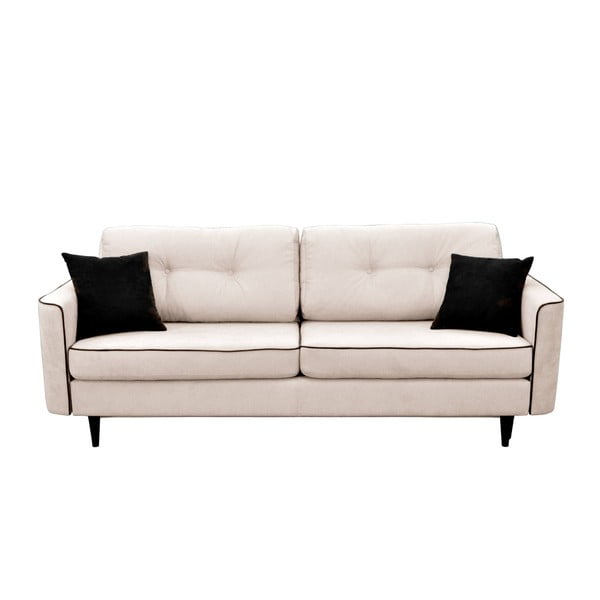 Kreminės spalvos sofa-lova su juodomis kojomis Mazzini Sofas Magnolia