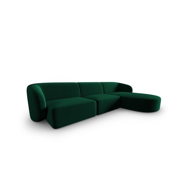 Žalios spalvos iš velveto kampinė sofa (su dešiniuoju kampu/su gultu) Paolo – Milo Casa-image-1