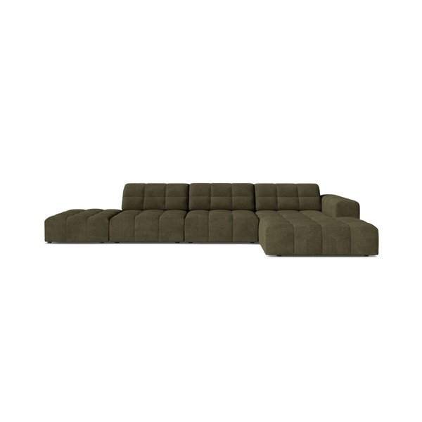 Khaki spalvos kampinė sofa iš šenilinio audinio (su dešiniuoju kampu/su gultu) Chicago – Cosmopolitan Design